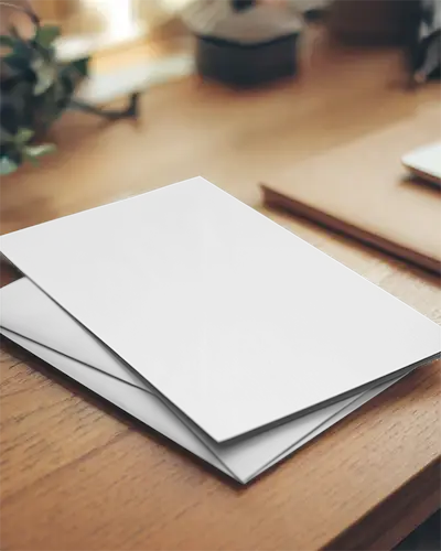 Closeup Stacked Flyer Mockup On Wooden Desk With Vibrant Nightlife Theme