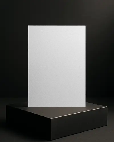 Dark Podium Display Flyer Mockup Vertical Orientation Luxury Studio Lighting