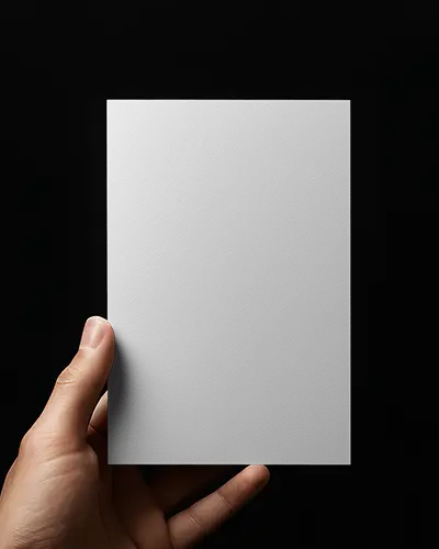 Hand Holding Flyer Mockup Front View On Black Background With Human Touch Detail