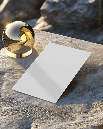 Outdoor Stone Surface Flyer Mockup With Golden Reflection And Sunset Light