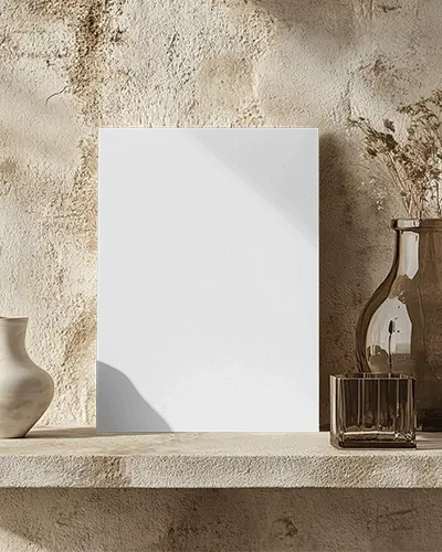 Natural Light A4 Flyer Mockup On Rustic Plaster Wall With Minimal Decor