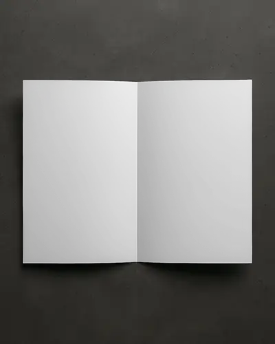 Open Flyer Mockup Top View On Dark Cement Background With Subtle Shad