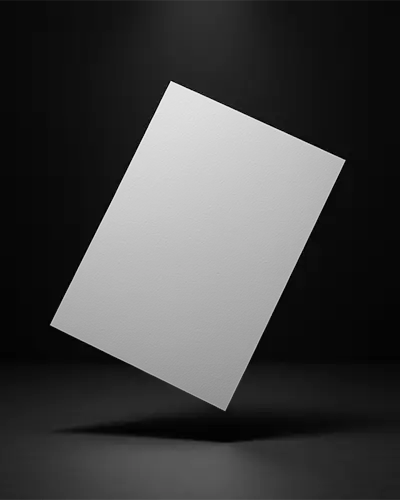 Floating Dark Flyer Mockup In Spotlit Black Studio Minimalist Shadow Effect High Contrast Mood