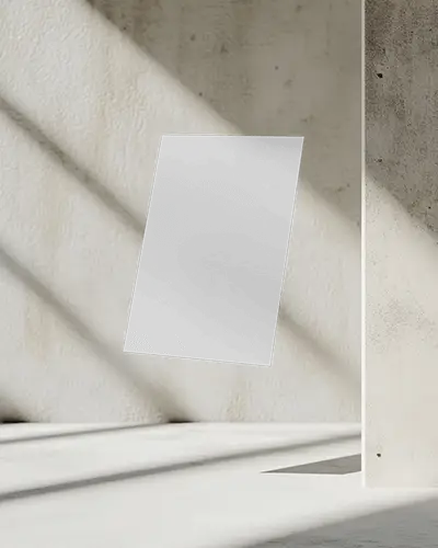 Levitating Flyer Mockup In Abstract White Space With Angular Shadows Modern And Minimal Aesthetic