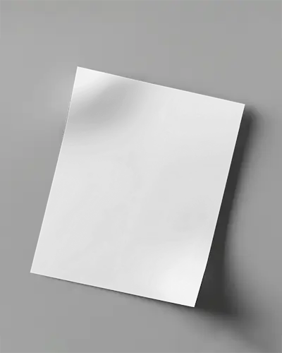 Top View Flyer Mockup On Grey Surface With Realistic Folds And Hard Light Shadow For Clean Presentation