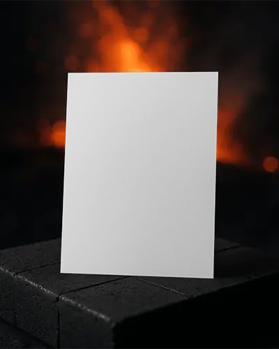 Burning Ember Themed Flyer Mockup On Textured Bricks With Intense Orange Glow And Dark Mood Lighting