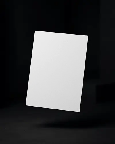 Floating Tilted A4 Flyer Mockup Minimalist Dark Background Subtle Shadow Modern Stylish Presentation