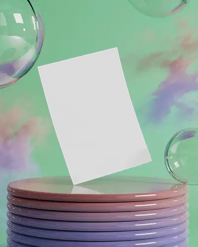 Vibrant Bubble Themed A5 Flyer Mockup Paper Display In Whimsical Environment