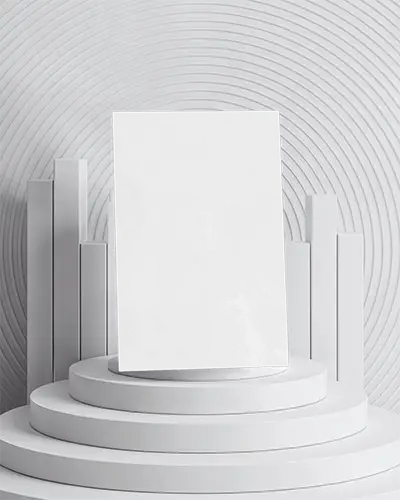 Elegant Simple Flyer Mockup Displayed On Tiered Platform With Circular Background