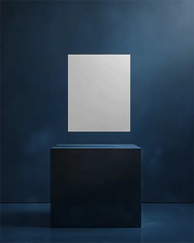 Professional Flyer Display Mockup With Stand Against Textured Wall For Marketing Use