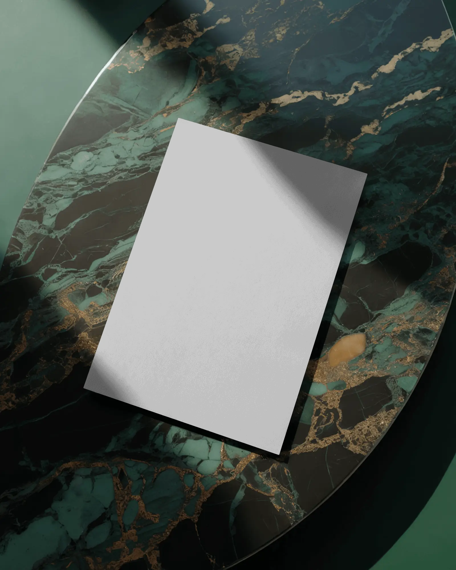 Flyer Mockup On Luxury Marble Tabletop With Natural Light Shadow Effects