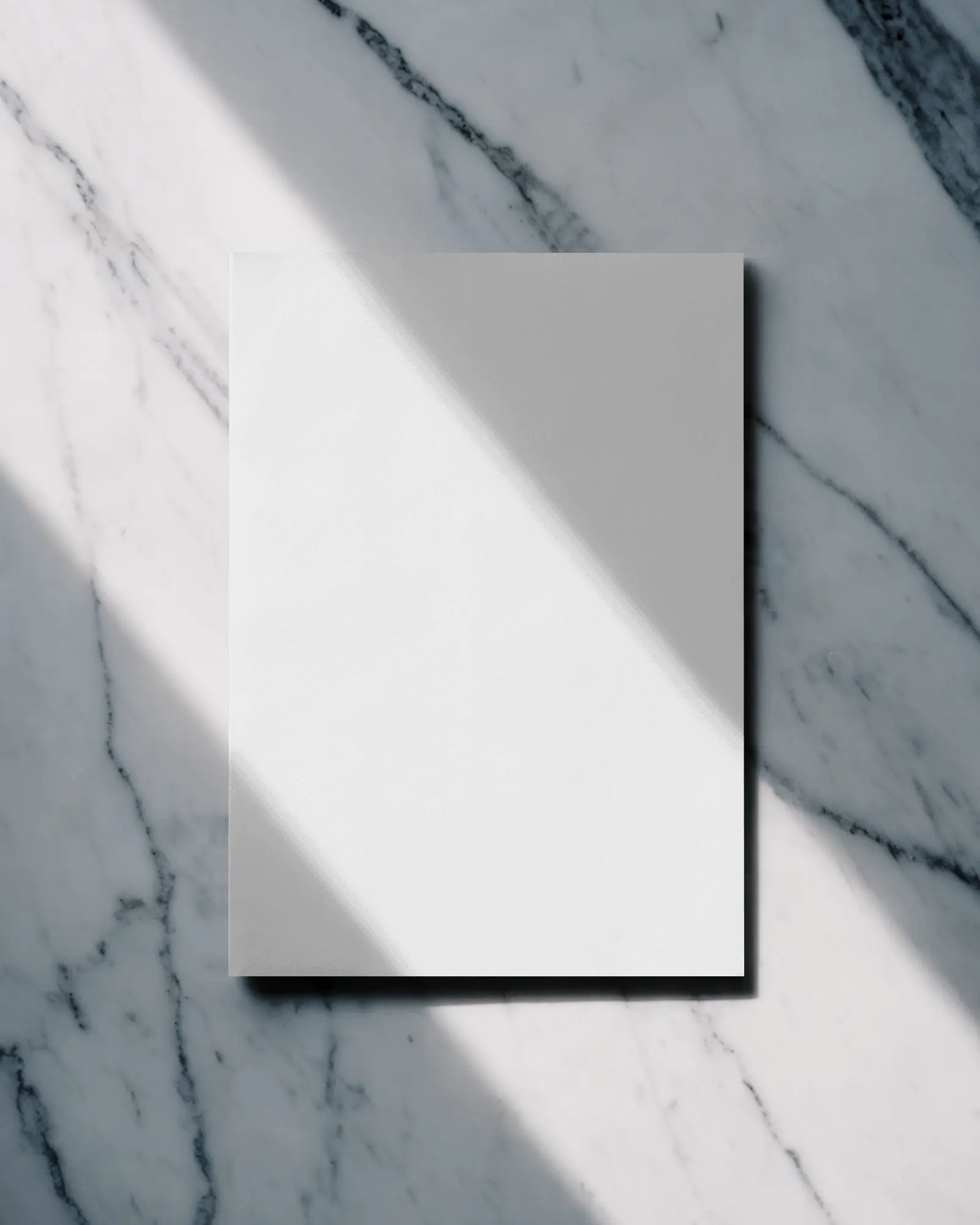 Minimalist Flyer Mockup With Marble Background And Natural Light Shadow Effects