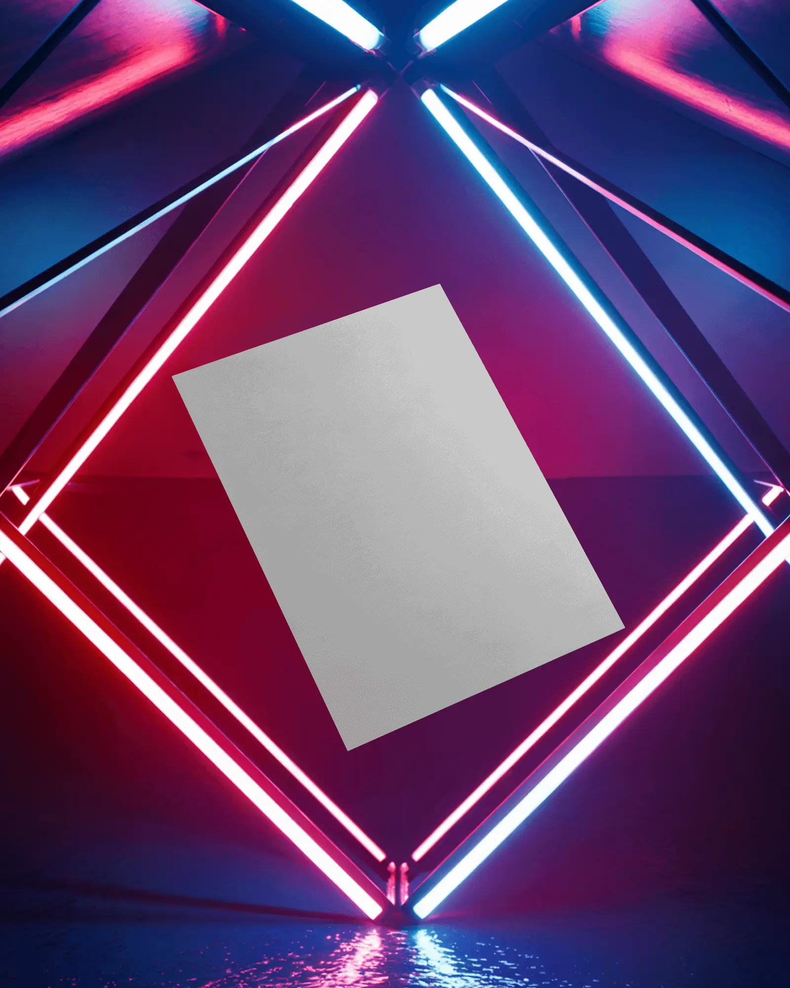 Neon Lit Flyer Mockup In Dynamic Environment With Vibrant Light Play