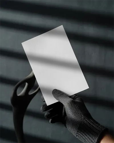 Hand Holding Blank Flyer Mockup With Texture Background And Soft Shadow Overlay 0328