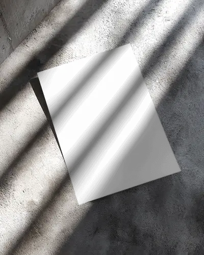 Minimalistic Flyer Template On Gritty Floor Background Under Soft Light Shadow