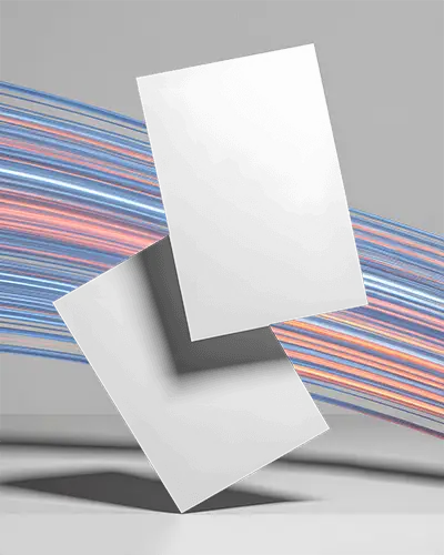 Creative Angled Flyer Mockup Showcasing Dual Sheets With Futuristic Light Streaks