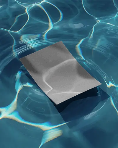 Water Splash Flyer Mockup Showcasing Paper Texture Floating In Clear Water Surface