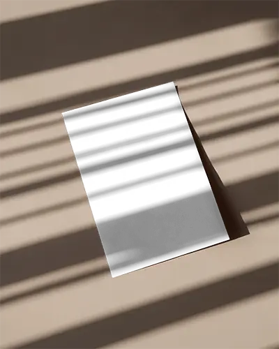 Blank Paper Flyer Mockup Placed On Surface With Soft Shadow Lines For Modern Style