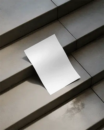 Simple Elegant Paper Flyer Mockup On Outdoor Stairs Ideal For Branding And Promotion Use