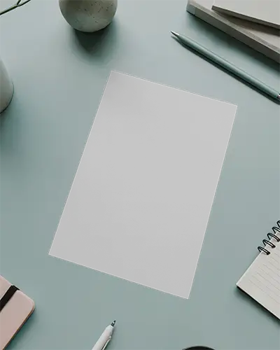 Minimalist Flyer Mockup With Clean Office Desk Arrangement For Professional Presentation