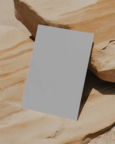 Vertical Paper Flyer Mockup Placed On Rough Stone Surface Minimalist Layout