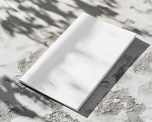 Sunlit Sand Magazine Mockup Minimalist Booklet Lying On Textured Sandy Surface With Organic Shadows Bright And Natural Light 057