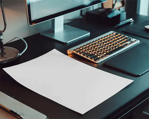 Modern Workspace Flyer Mockup Minimal Desk Setup With Mechanical Keyboard And Monitor Clean And Professional Environment 077