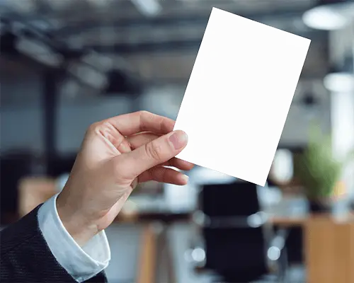 Masculine Handheld Flyer Mockup Male Model Holding Card Over Neutral Background With Subtle Lighting Clean And Minimal Presentation 087