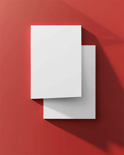Stacked Flyer Mockup Shadowed On Red Modern Minimalistic Design