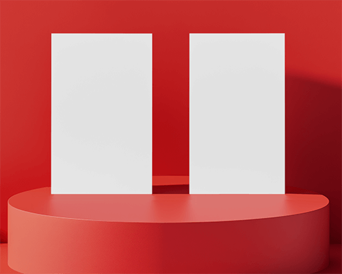 Elevated Dual Flyer Mockup Bold Red Background Minimalist Showcase