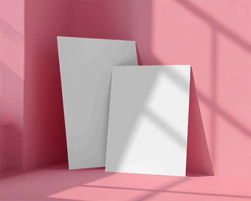 Pastel Pink Background Flyer Mockup Sunlit Stylish Soft Modern Design