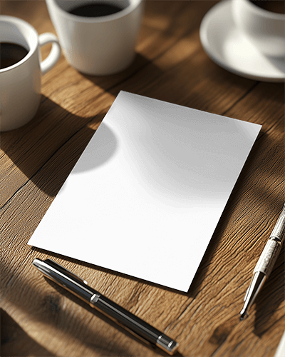 Wooden Desk Flyer Mockup Office Setup Classic Coffee Ambience