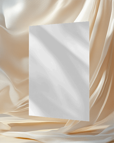 Luxury Silk Flyer Mockup Soft Cream Fabric Backdrop Dramatic Lighting