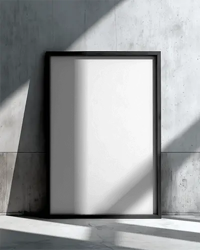 Minimalist Modern Frame Mockup With Realistic Shadow Effects And Concrete Wall Background