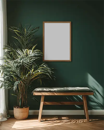 Stylish Wooden Frame Wall Art Mockup In Modern Minimalist Living Room Interior Design