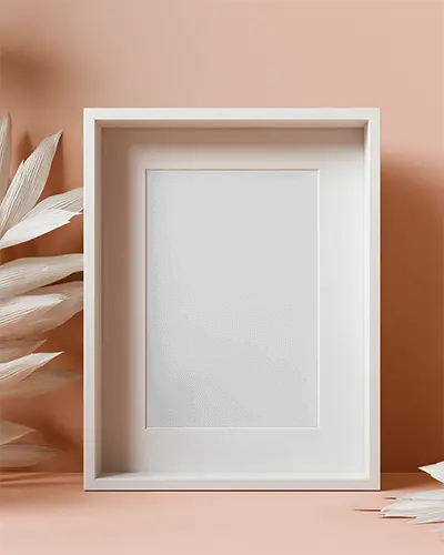 Elegant Minimalist Photo Frame Mockup With Decorative Leaves Background Scene
