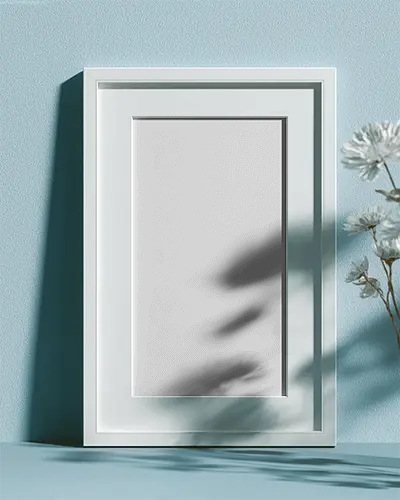 Modern Minimalist Frame Mockup For Art Display On Textured Wall Background With Shadow
