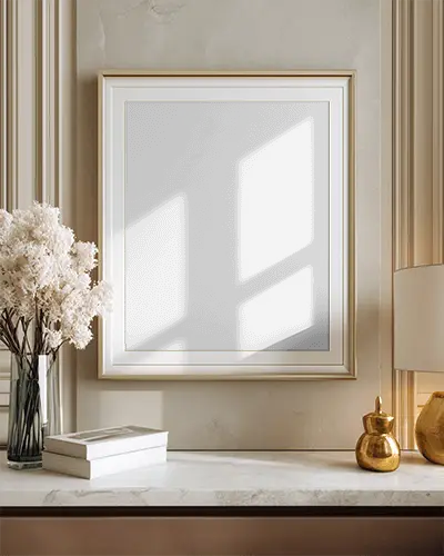 Stylish Gallery Wall Frame Mockup With Simple Matting For Luxury Interior Design