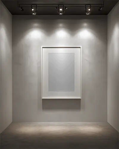 Gallery Wall Frame Mockup For Art Display Minimalist Interior Lighting Showcase Design Space