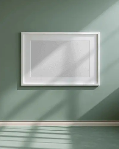 Stylish Simple Frame Mockup For Digital Art Presentation With Natural Light Shadow Effect