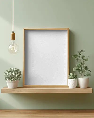 Modern Wall Frame Mockup With Plants And Light Interior Decor Inspiration