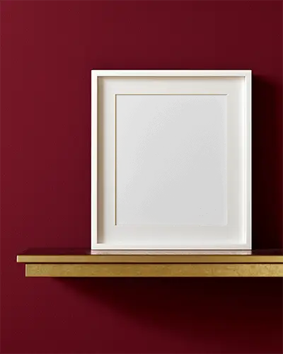 Square Photo Frame Mockup On Modern Wall Mounted Metal Shelf For Home Decor Display