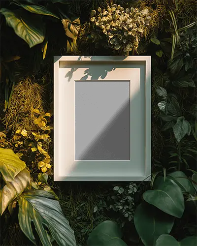 Modern Minimalist Frame Mockup Surrounded By Lush Plants For Nature Inspired Interiors