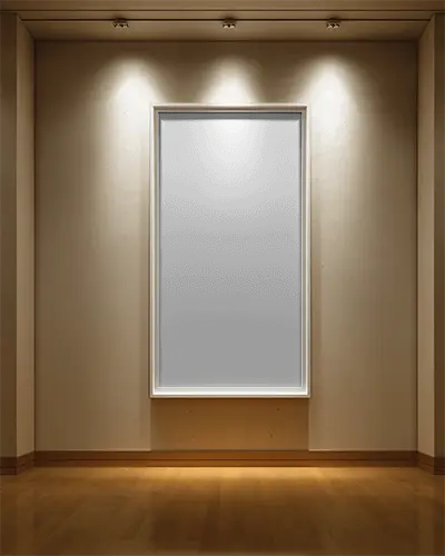 Modern Gallery Wall Frame Mockup With Spotlight Ambient Light For Art Display