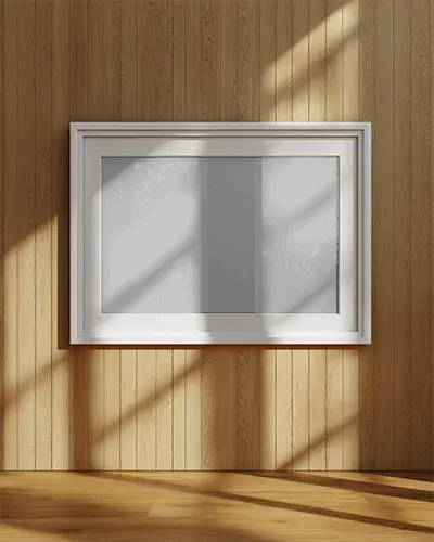 Wooden Wall Frame Mockup Showcasing Modern Interior Decor Ideas For Home Or Office