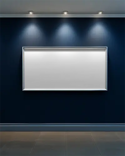 Modern Gallery Photo Frame Mockup Internal Wall Display Lighting