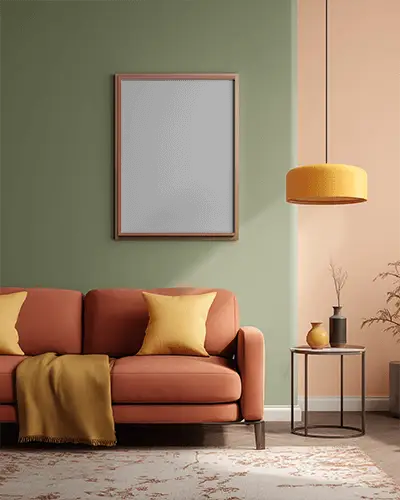 Premium Frame Mockup Above Sofa With Interior Decor Elements In Stylish Setting