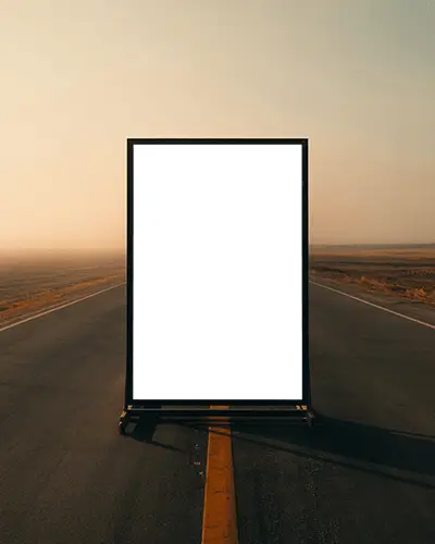 Blank Outdoor Advertising Frame Mockup On Open Road For Marketing Promotion Use