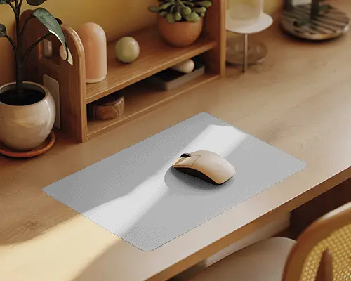 Minimalist Gaming Pad Mockup With Soft Sunlight And Neutral Desk Decor