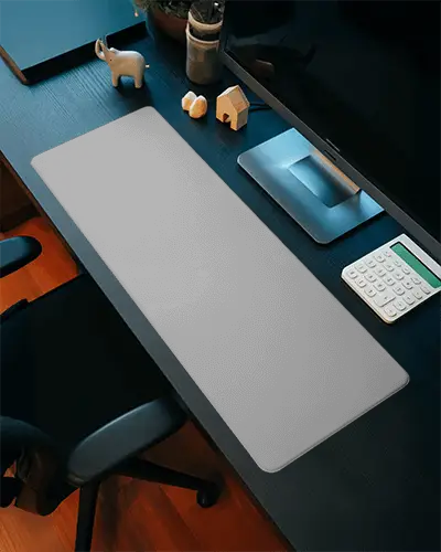 Modern Office Gaming Pad Mockup With Dark Desk Chair And Clean Tech Setup